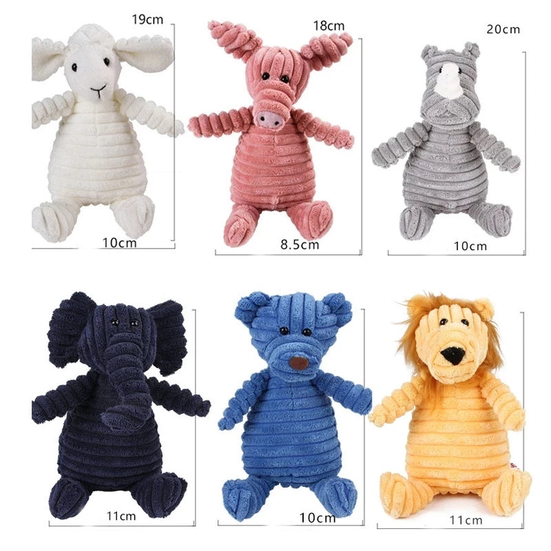 Dog Corduroy Toys  Animal Shape Plush  Squeaky Chew Bite Resistant Toy Pets Accessories Supplies  for Small Large Dogs