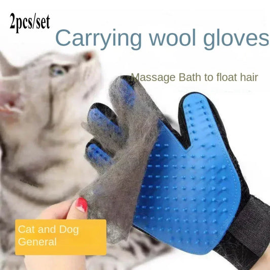 Dog Grooming Hair Pet Dog Products Cleaning Removal Beauty Bath Bathe Gloves 2pcs Comb Massage Cats Dogs Stuff Supplies Home