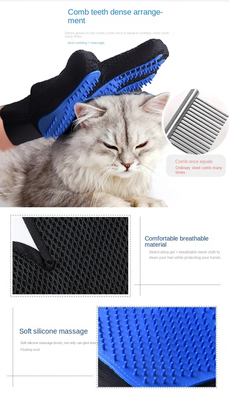 Dog Grooming Hair Pet Dog Products Cleaning Removal Beauty Bath Bathe Gloves 2pcs Comb Massage Cats Dogs Stuff Supplies Home