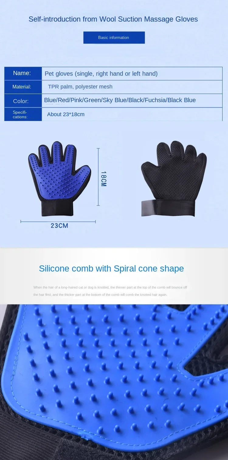 Dog Grooming Hair Pet Dog Products Cleaning Removal Beauty Bath Bathe Gloves 2pcs Comb Massage Cats Dogs Stuff Supplies Home