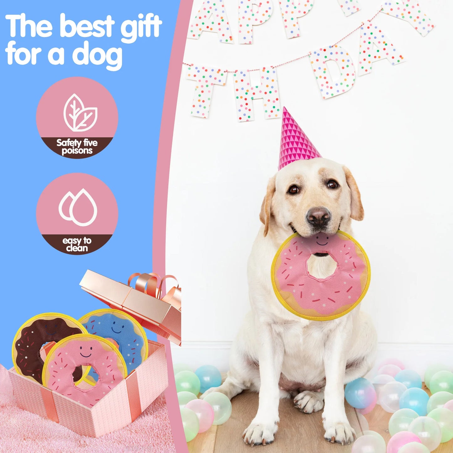 Dog donuts, noisy paper toys, outdoor interactive, squeaking sound, bite resistant, suitable for small and medium-sized dogs