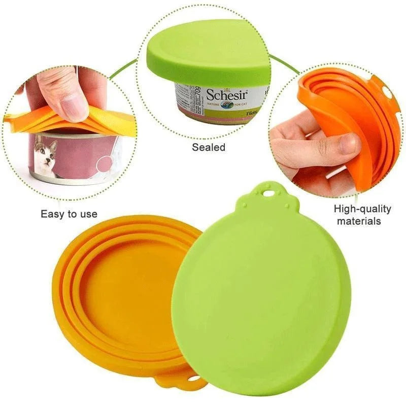 Reusable 3 In 1 Pet Food Can Silicone Cover Dogs Cats Storage Tin Cap Lid Seal Cover Pet Supplies Suitable For 8.5cm/7.5cm/6.5cm