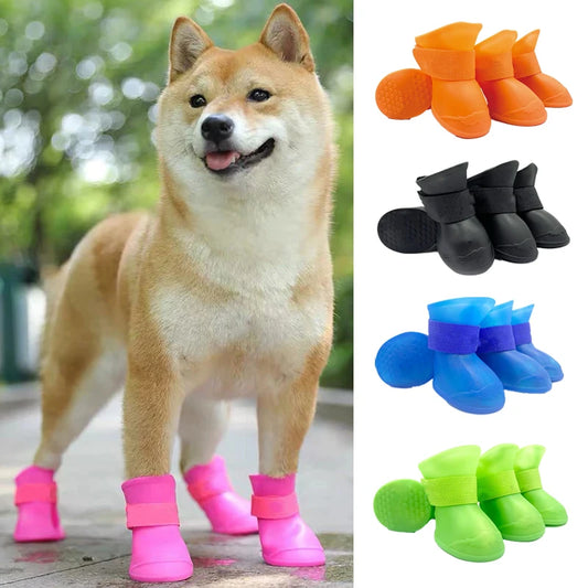4Pcs Pet WaterProof Rainshoe Anti-slip Rubber Boot For Small Medium Large Dogs Outdoor Shoe Dog Ankle Boots Pet Accessories