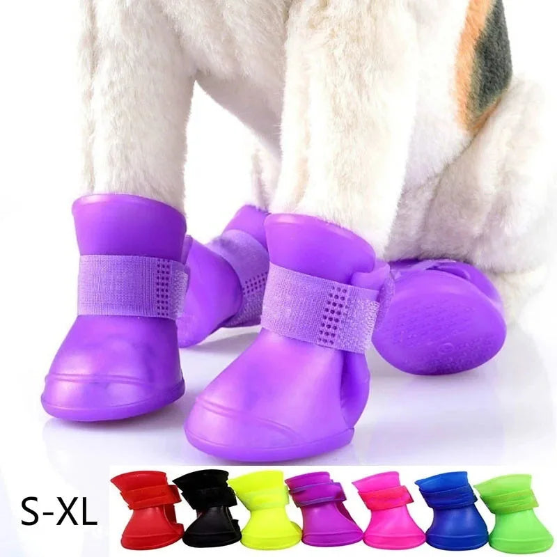 4Pcs Pet WaterProof Rainshoe Anti-slip Rubber Boot For Small Medium Large Dogs Outdoor Shoe Dog Ankle Boots Pet Accessories