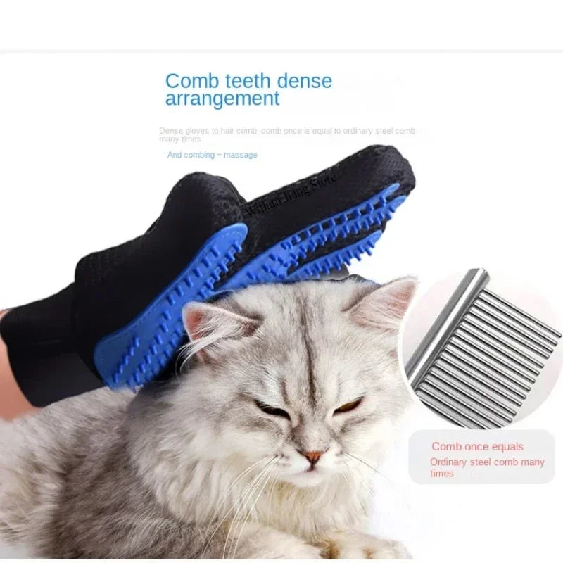 Dog Grooming Hair Pet Dog Products Cleaning Removal Beauty Bath Bathe Gloves 2pcs Comb Massage Cats Dogs Stuff Supplies Home