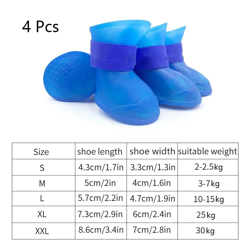 4Pcs Pet WaterProof Rainshoe Anti-slip Rubber Boot For Small Medium Large Dogs Outdoor Shoe Dog Ankle Boots Pet Accessories